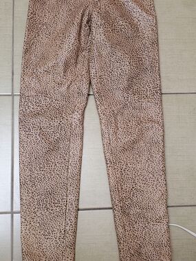 Michael Hoban Leopard Print Leggings in Tan and Black Real Soft Leather XS